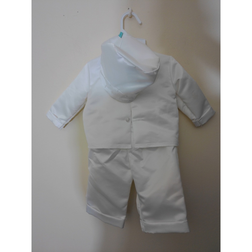 Unbranded Formal Christening Set Infant 6-9M White Vtg Inspo Satin Cross Church